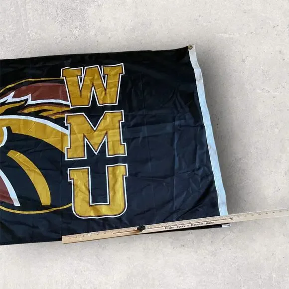 Western Michigan Broncos WMU Polyester Flag 3x5 ft Grommet Banner Team Logo - Picture 5 of 6